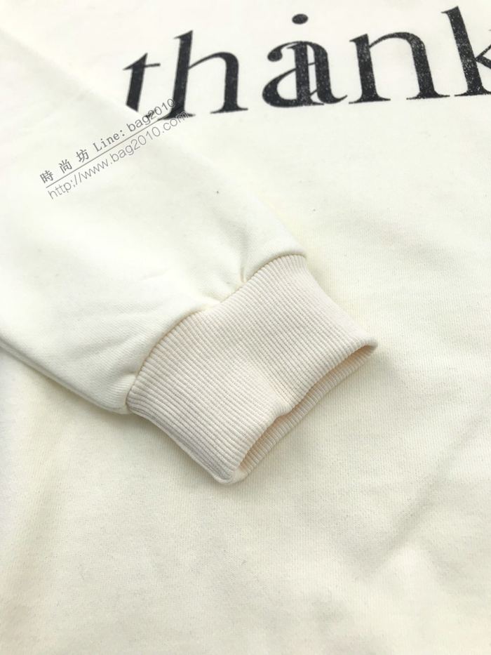 Gucci男裝 古奇2020最新爆款thank印花連帽衛衣 男女同款寬鬆版型 米白色  ydi3125